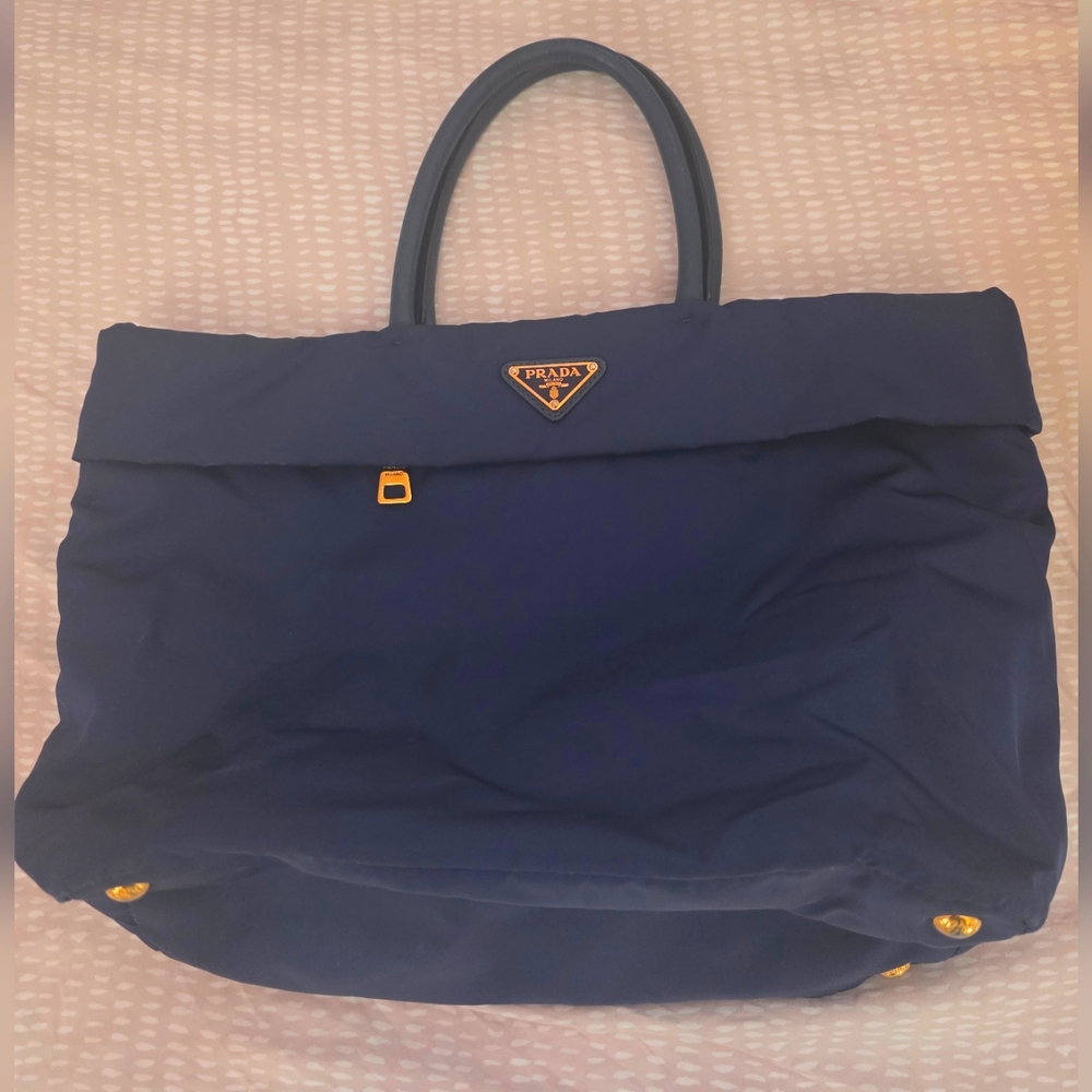 Prada Navy Blue Tote Bag